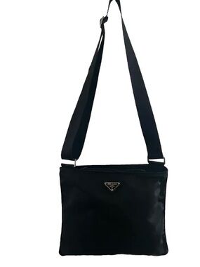 Authentic Prada Vela Pochette Black Nylon Crossbody Bag